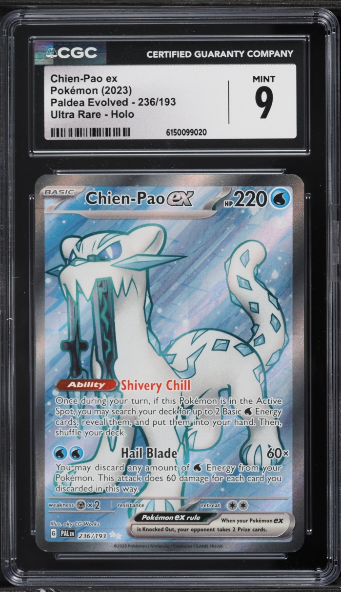 2023 Pokemon Scarlet & Violet Paldea Evolved Full Art Chien-Pao EX #236 CGC 9 MINT