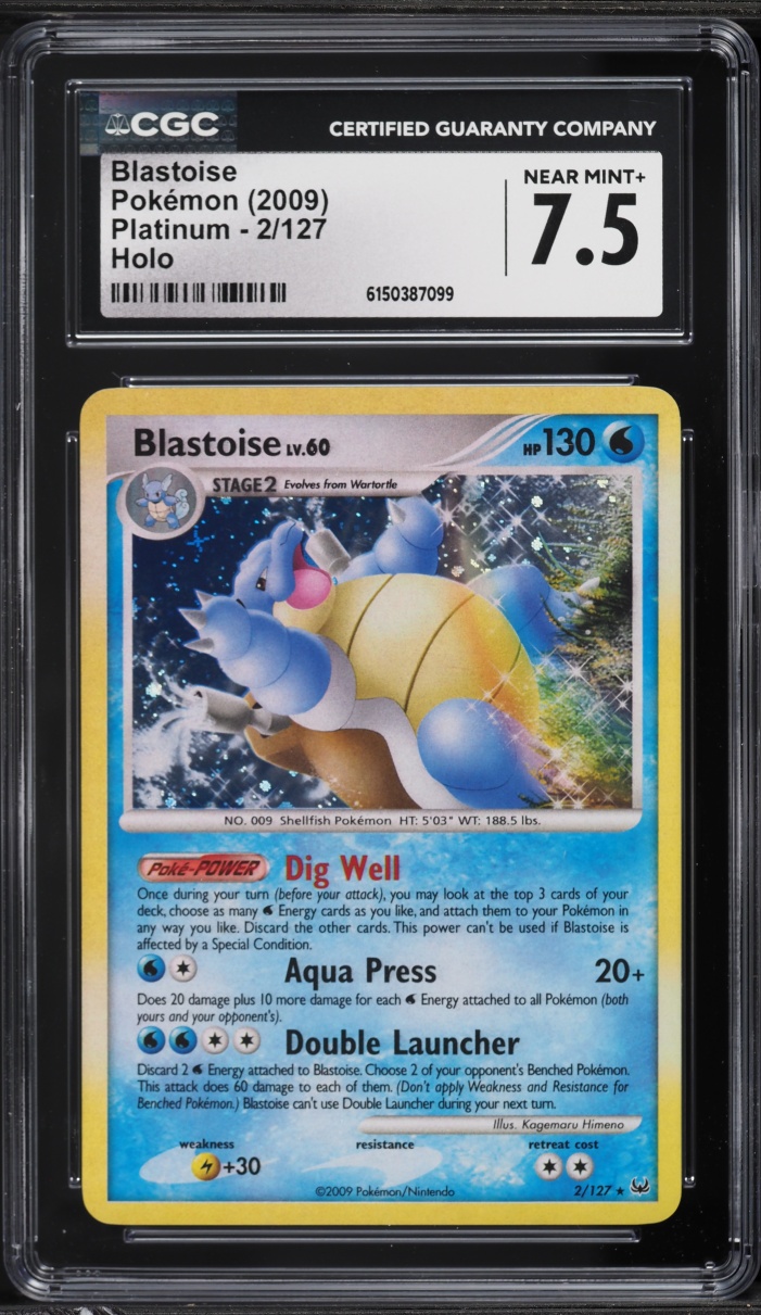2009 Pokemon Platinum Holo Blastoise #2 CGC 7.5 NRMT+