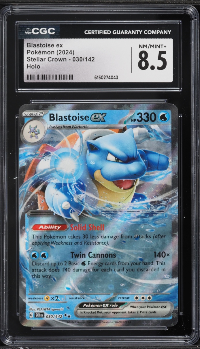 2024 Pokemon Scarlet & Violet Stellar Crown Holo Blastoise ex #30 CGC 8.5 NM-MT+