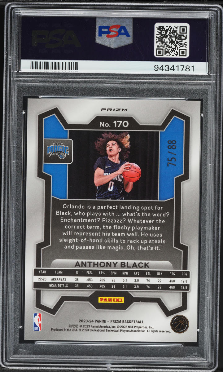 2023 Panini Prizm Red Choice Anthony Black ROOKIE /88 #170 PSA 10 GEM MINT