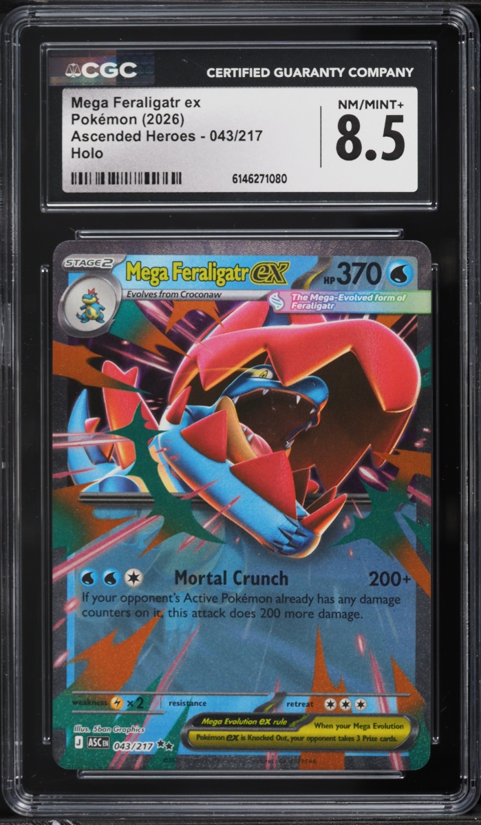 2026 Pokemon Mega Ascended Heroes Holo Mega Feraligatr ex #43 CGC 8.5 NM-MT+