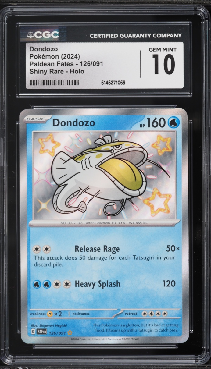 2024 Pokemon Scarlet & Violet Paldean Fates Shiny Rare Dondozo #126 CGC 10 GEM MINT
