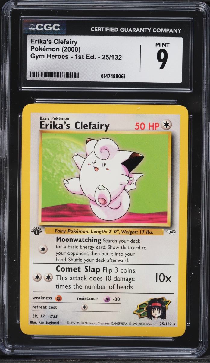 2000 Pokemon Gym Heroes 1st Edition Erika's Clefairy #25 CGC 9 MINT