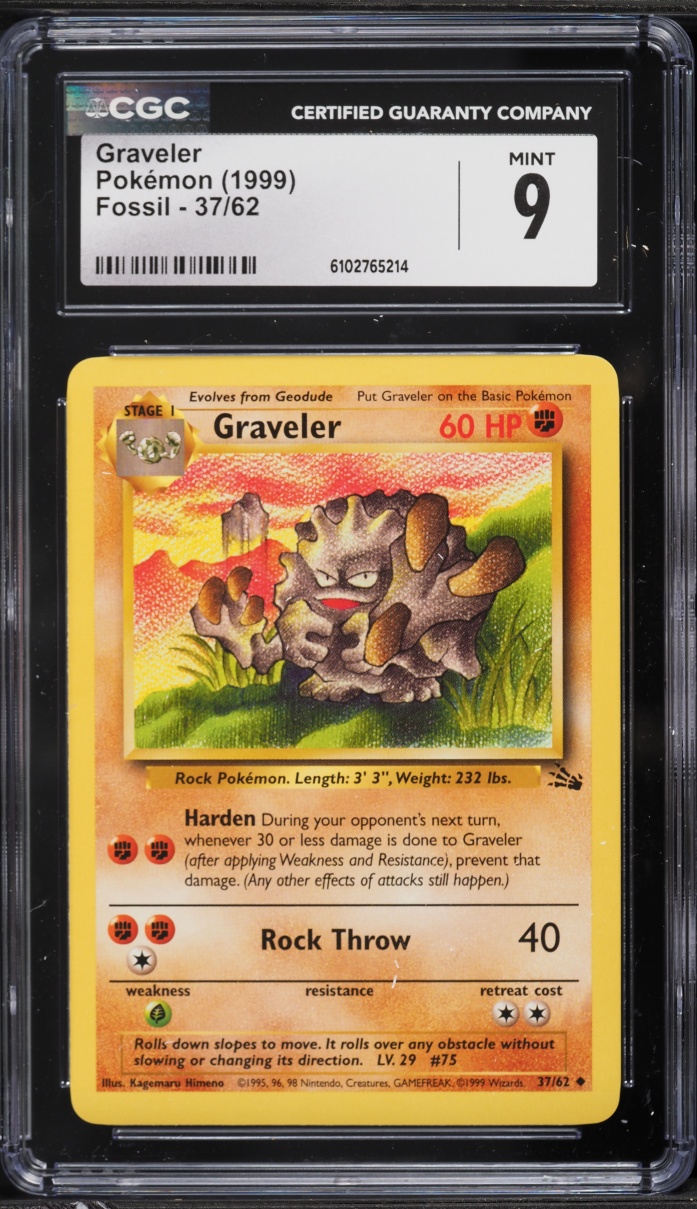 1999 Pokemon Fossil Graveler #37 CGC 9 MINT