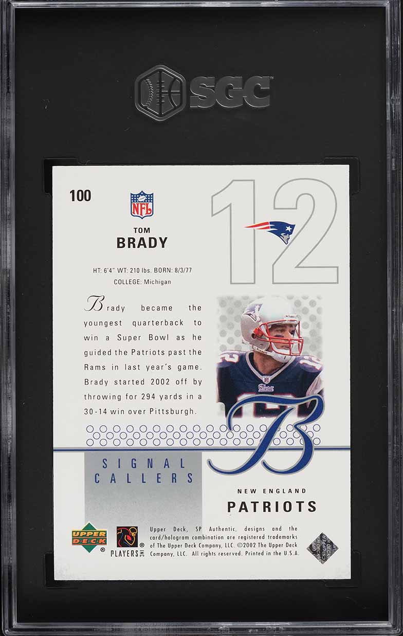 2002 SP Authentic Tom Brady /2000 #100 SGC 8 NM-MT
