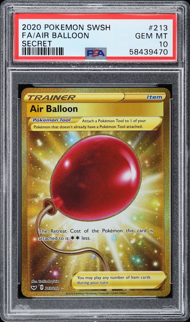 2020 Pokemon Sword & Shield Gold Rare Air Balloon #213 PSA 10 GEM MINT