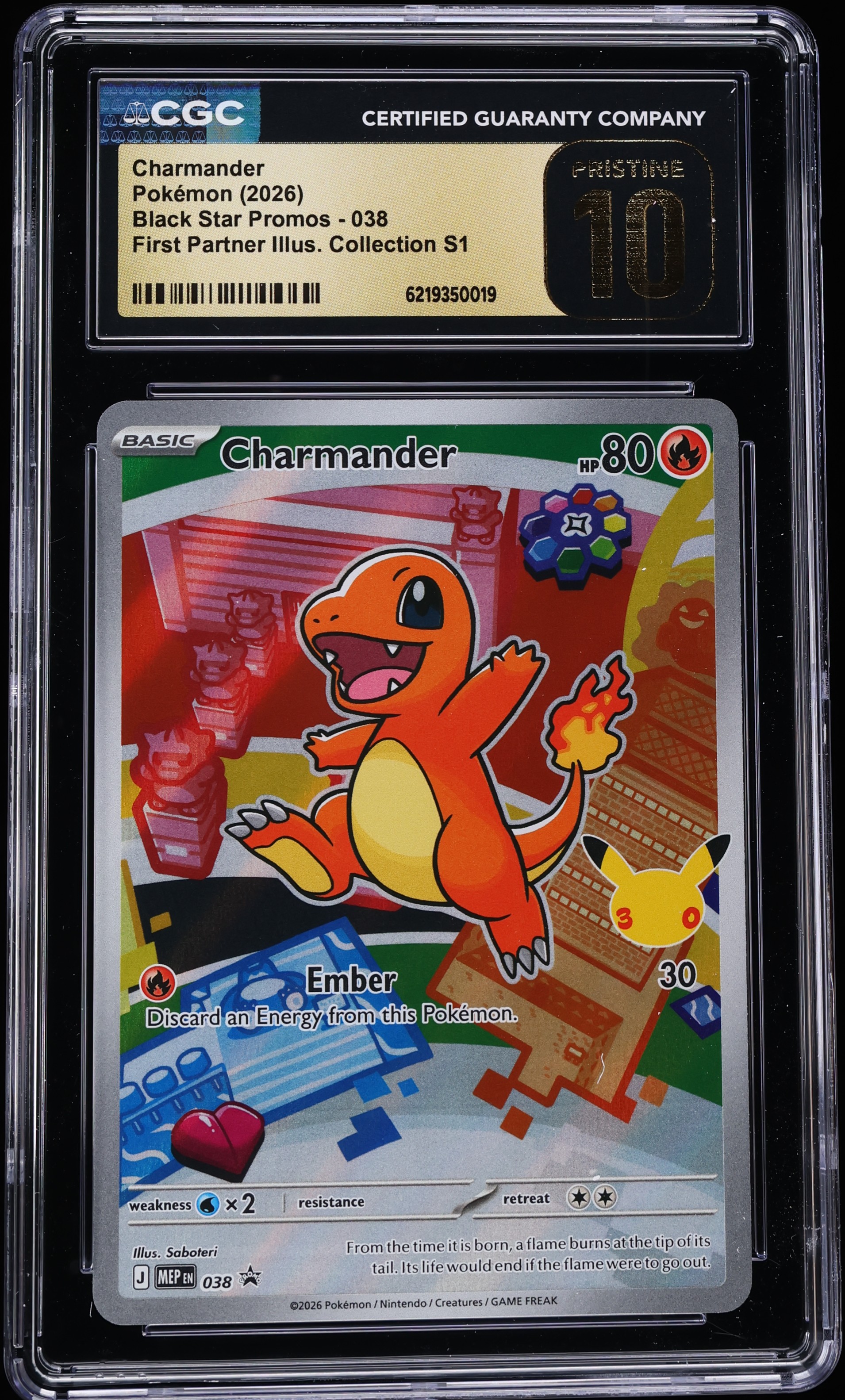 2026 Pokemon Mega Promo First Partner Illustration S1 Full Art Charmander #38 CGC 10 PRISTINE