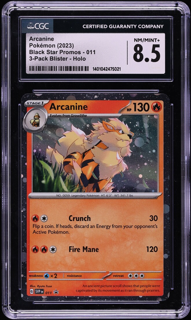 2023 Pokemon Scarlet & Violet Black Star Promo Holo Arcanine #11 CGC 8.5 NM-MT+