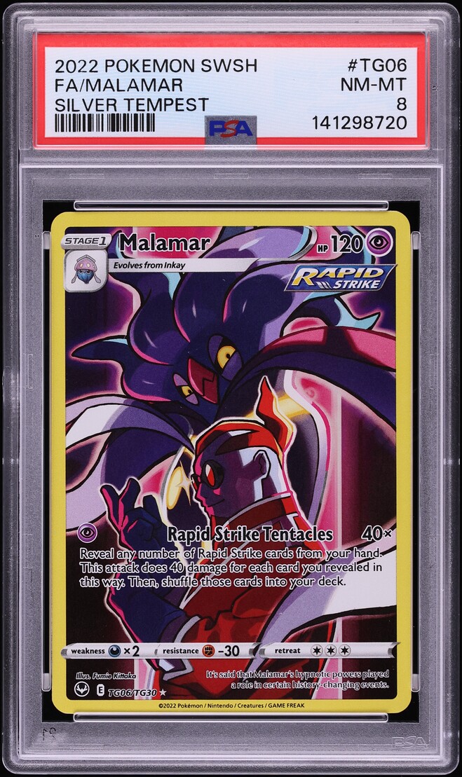 2022 Pokemon Sword & Shield Silver Tempest Full Art Malamar #TG06 PSA 8 NM-MT