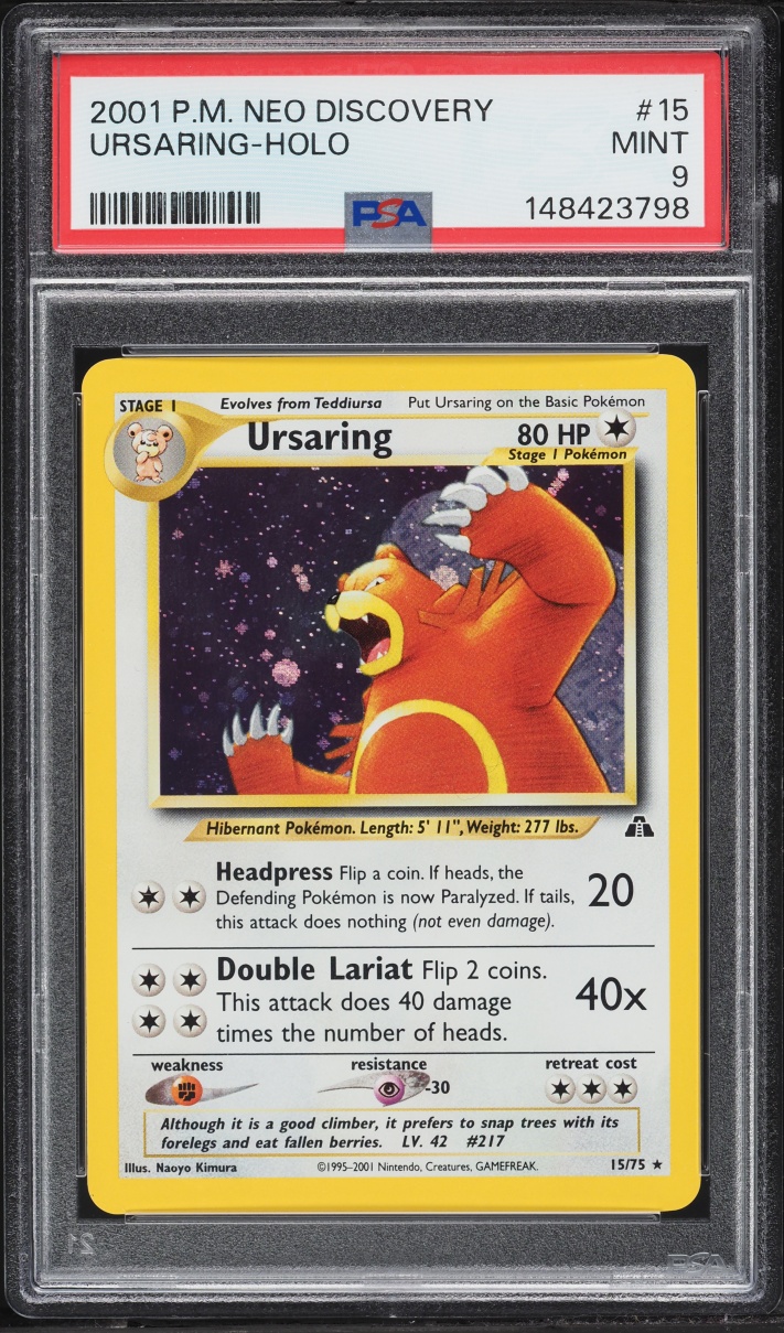 2001 Pokemon Neo Discovery Holo Ursaring #15 PSA 9 MINT