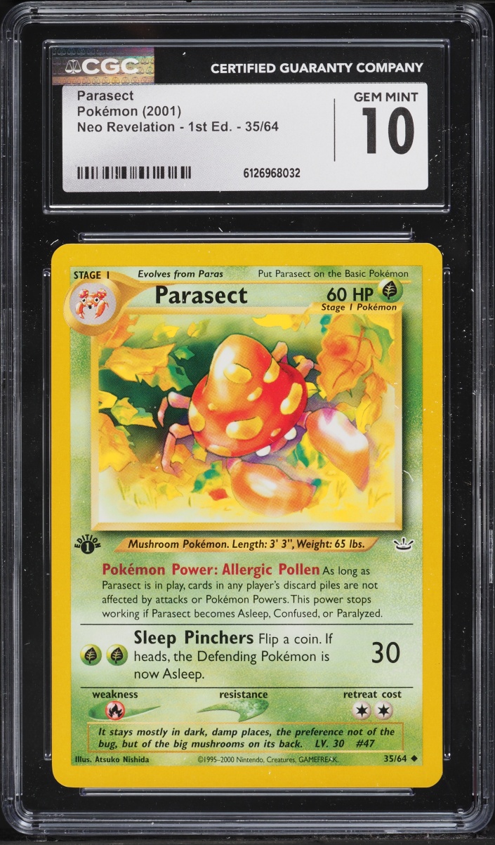 2000 Pokemon Neo Genesis 1st Edition Parasect #35 CGC 10 GEM MINT