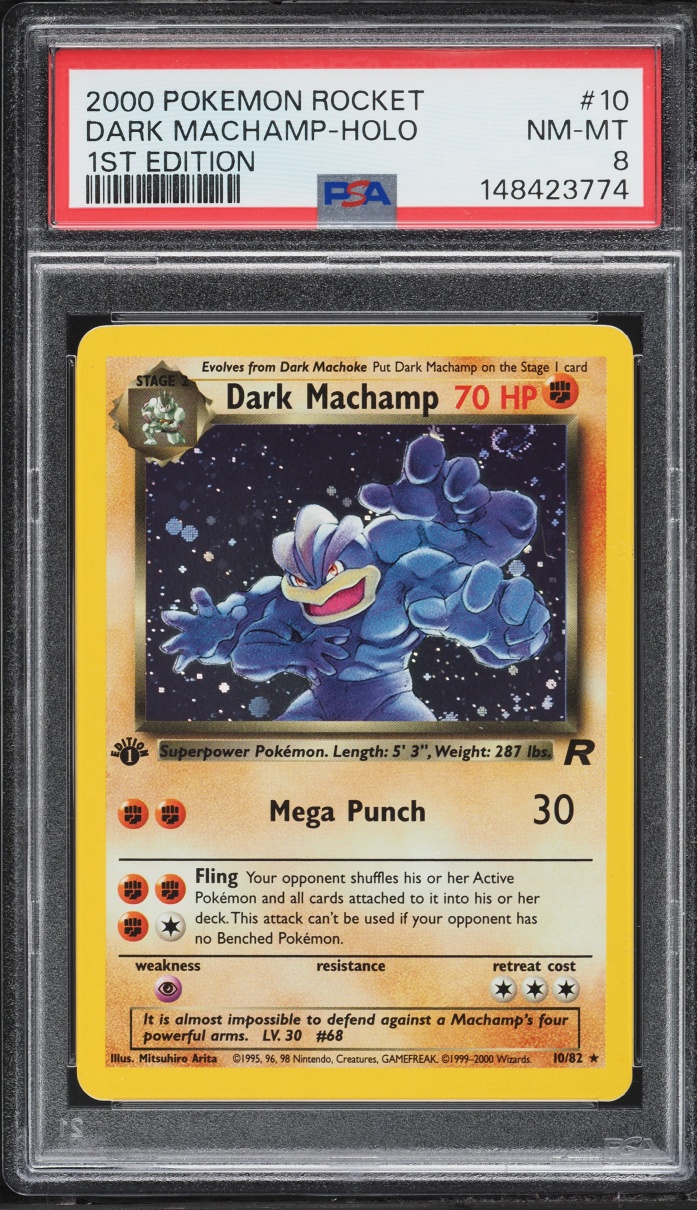 2000 Pokemon Team Rocket 1st Edition Holo Dark Machamp #10 PSA 8 NM-MT