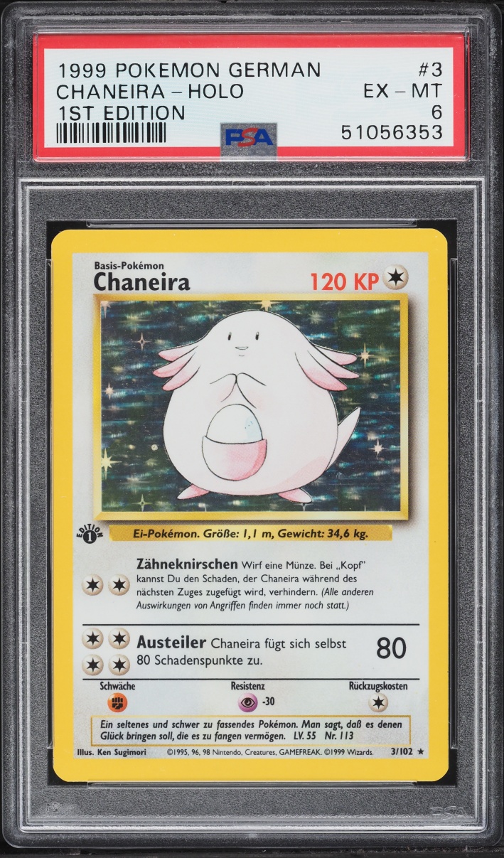 1999 Pokemon German Base Set 1st Edition Holo Chansey #3 PSA 6 EXMT