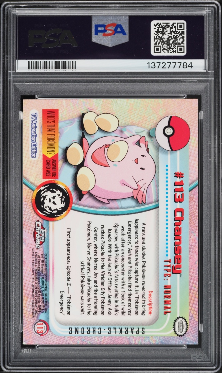 2000 Topps Chrome Pokemon Series 2 Sparkle Chansey #113 PSA 9 MINT