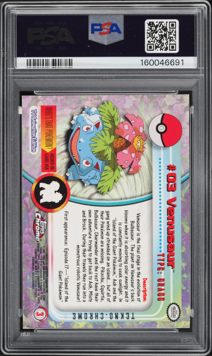 2000 Topps Chrome Pokemon Series 1 Tekno Venusaur #3 PSA 10 GEM MINT