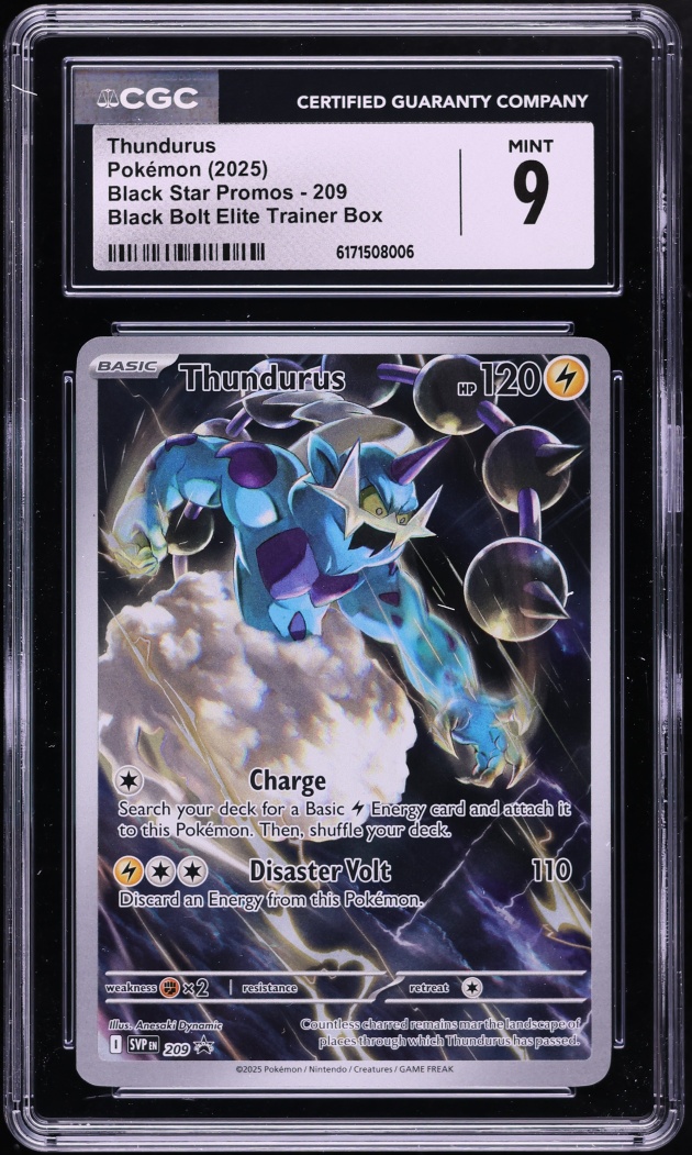 2025 Pokemon Scarlet & Violet Promo Black Bolt ETB Full Art Thundurus #209 CGC 9 MINT