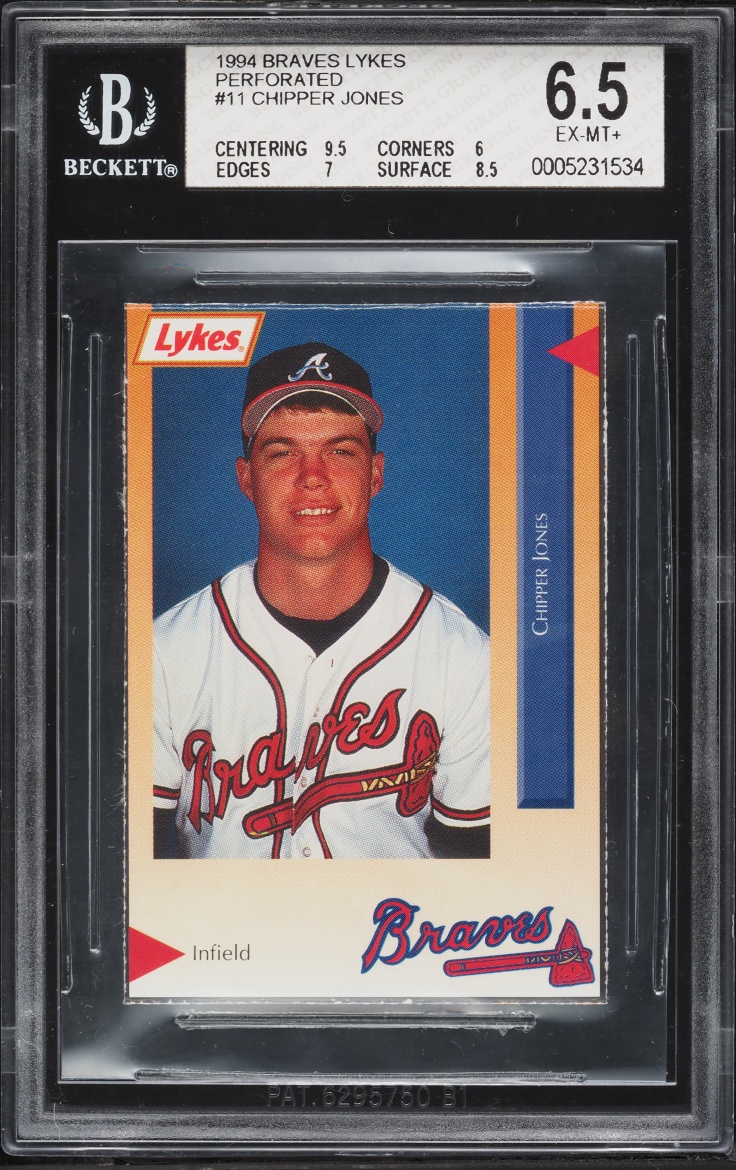 1994 Braves Lykes Perforated Chipper Jones #11 BGS 6.5 EXMT+
