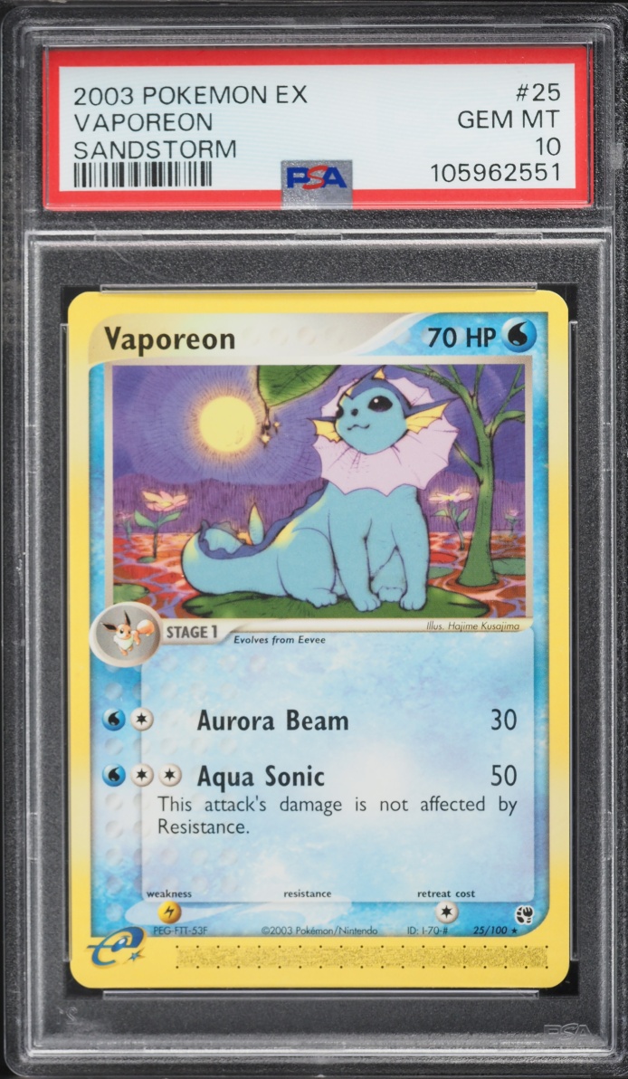 2003 Pokemon EX Sandstorm Vaporeon #25 PSA 10 GEM MINT