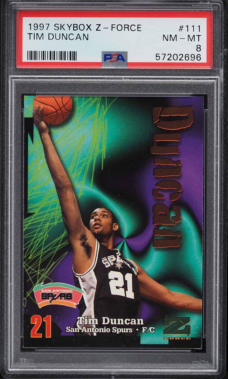 1997 Skybox Z-Force Tim Duncan ROOKIE #111 PSA 8 NM-MT