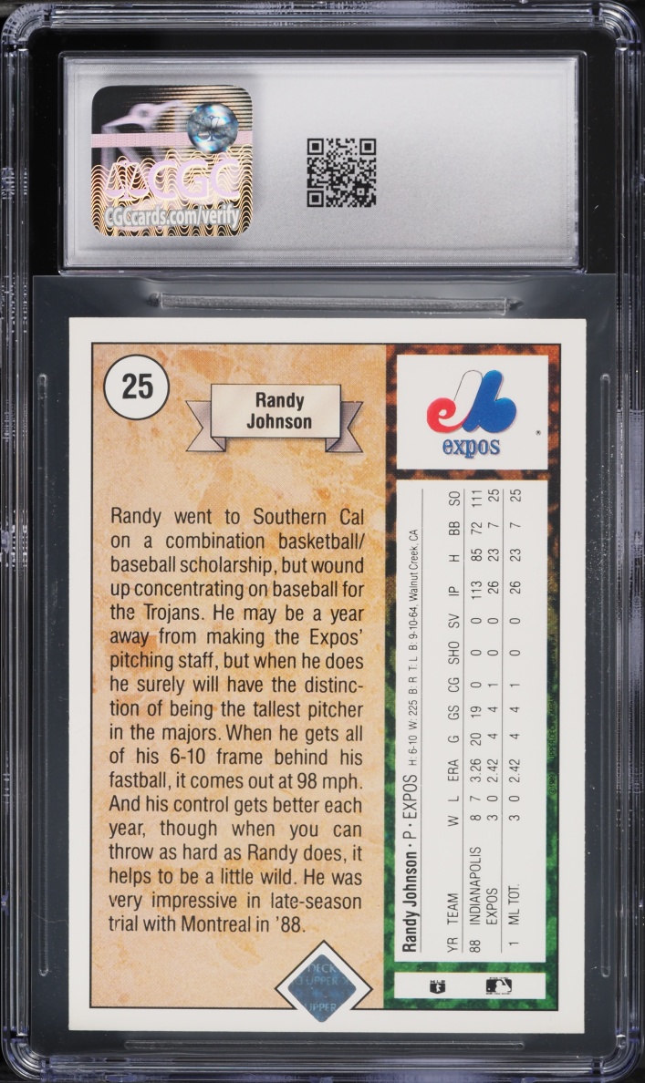 1989 Upper Deck Randy Johnson ROOKIE #25 CGC 9 MINT