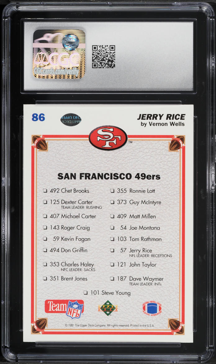 1991 Upper Deck Football Jerry Rice #86 CGC 9 MINT