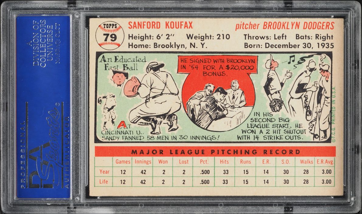 1956 Topps Sandy Koufax #79 PSA 7 NRMT