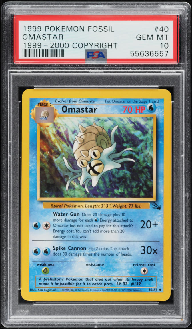 1999-2000 Pokemon Fossil Omastar #40 PSA 10 GEM MINT