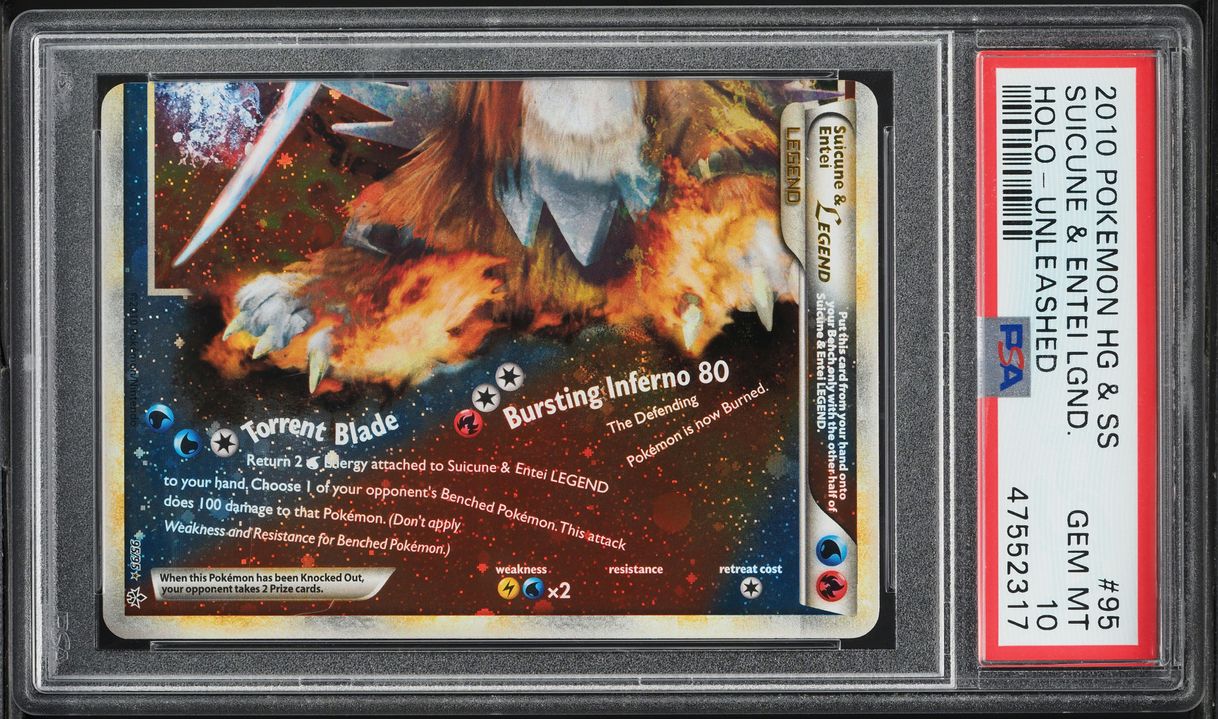 2010 Pokemon Heartgold & Soulsilver Unleashed Suicune & Entei Legend #95 PSA 10