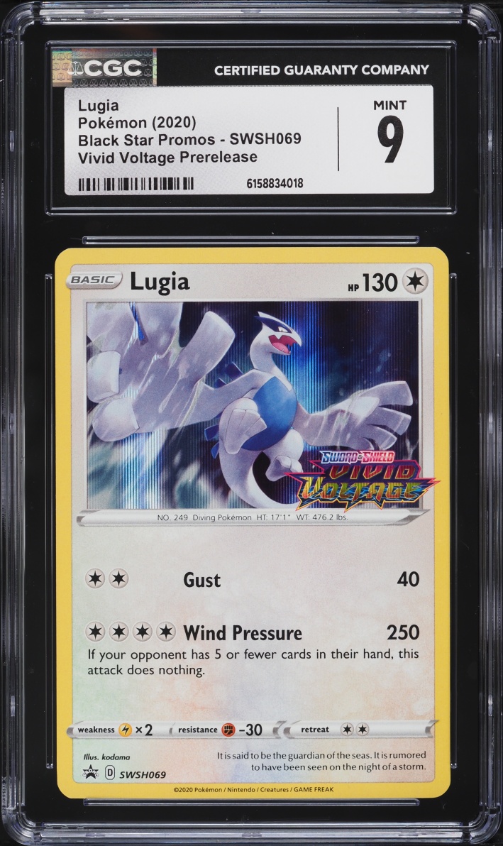 2020 Pokemon Sword & Shield Black Star Promo Vivid Voltage Prerelease Lugia #SWSH069 CGC 9 MINT