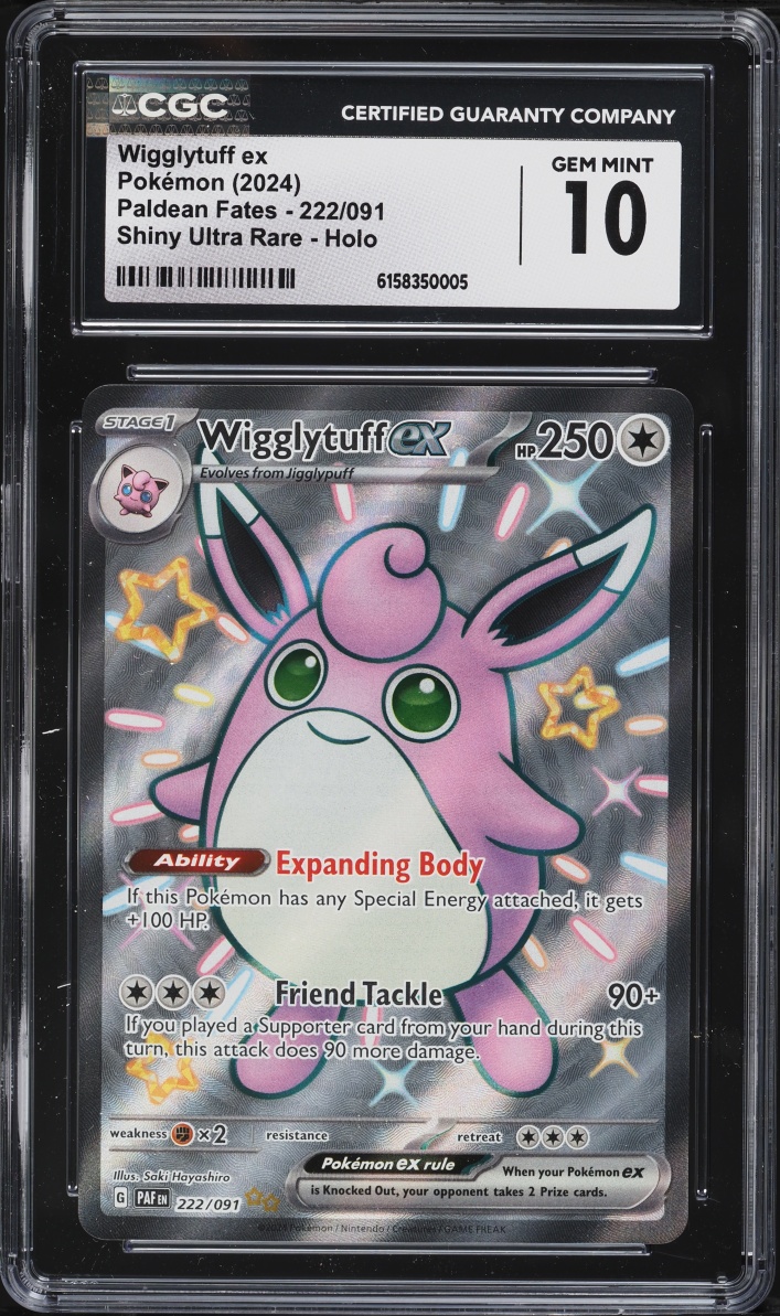 2024 Pokemon Scarlet & Violet Paldean Fates Full Art Shiny Wigglytuff ex #222 CGC 10 GEM MINT