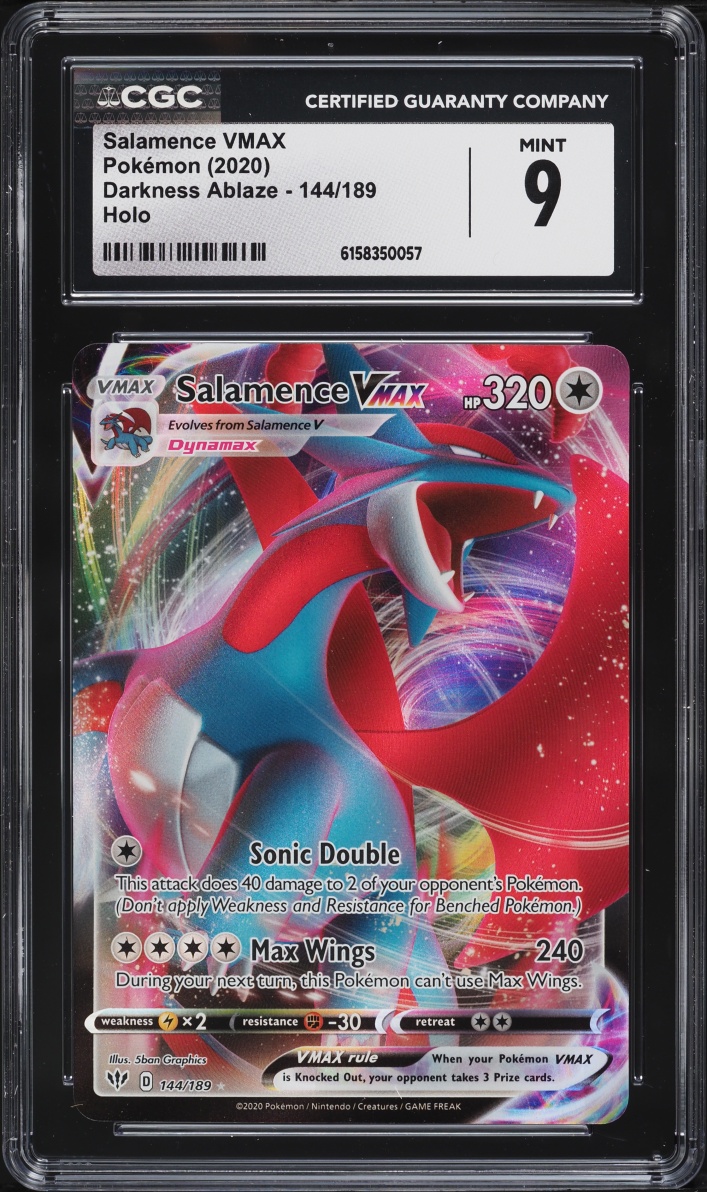 2020 Pokemon Sword & Shield Darkness Ablaze Full Art Salamence VMAX #144 CGC 9 MINT
