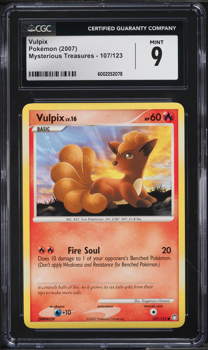 2007 Pokemon Diamond & Pearl Mysterious Treasures Vulpix #107 CGC 9 MINT