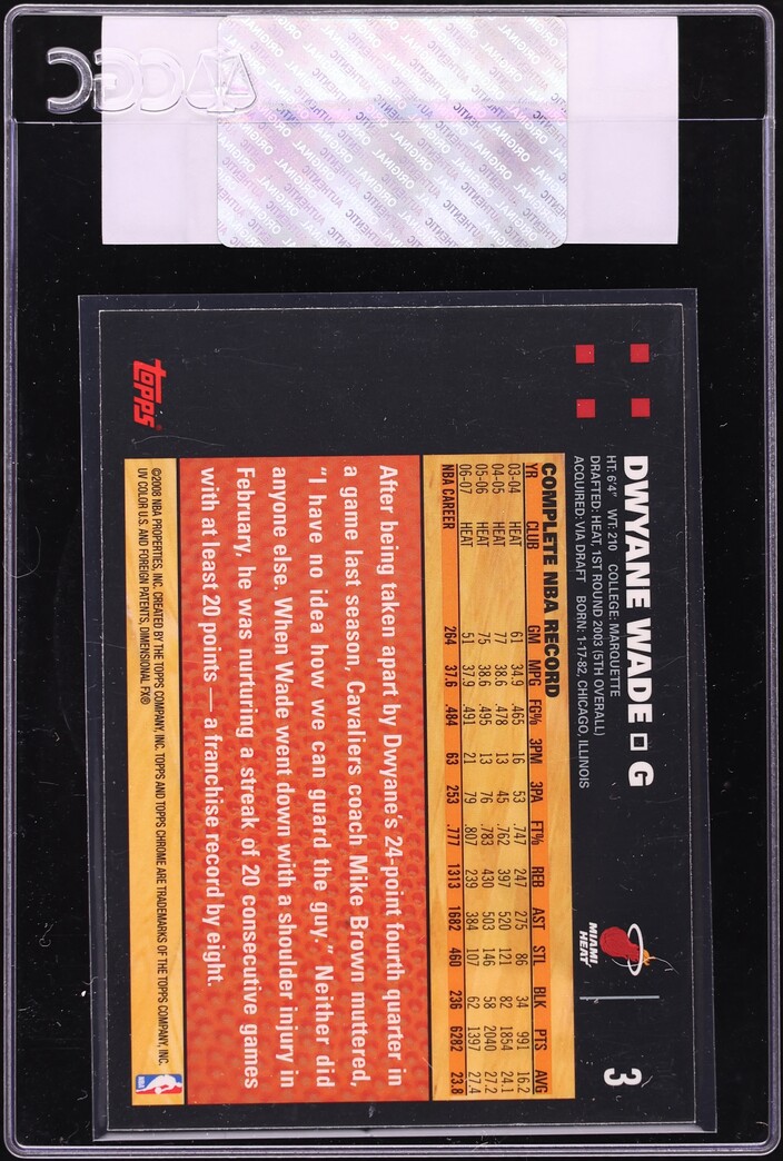 2007 Topps Chrome Dwyane Wade #3 CGC AUTH