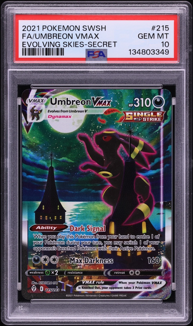 2021 Pokemon Sword & Shield Evolving Skies Alt Art Umbreon VMAX #215 PSA 10 GEM MINT