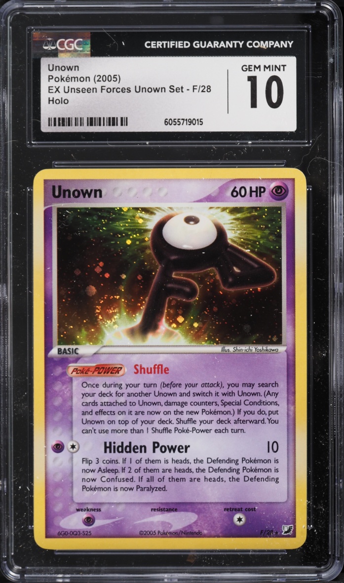 2005 Pokemon EX Unseen Forces Holo Unown #F CGC 10 GEM MINT