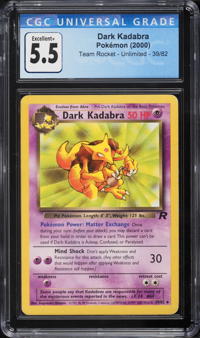 2000 Pokemon Team Rocket Dark Kadabra #39 CGC 5.5 EX+