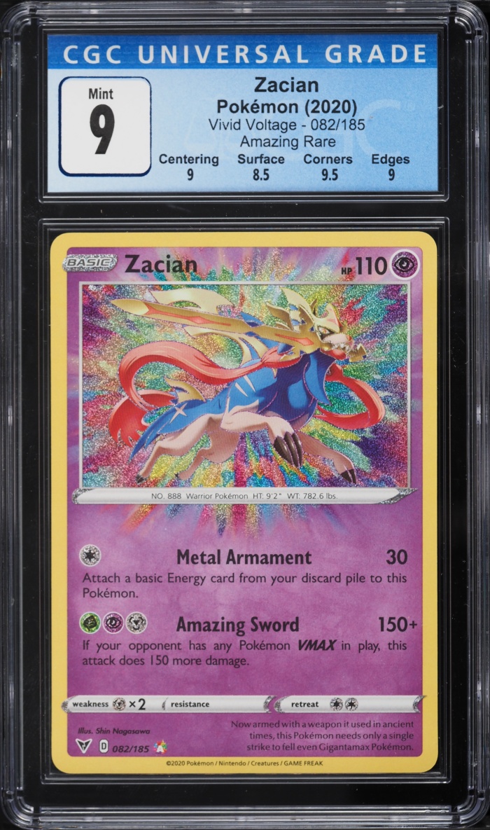 2020 Pokemon Sword & Shield Vivid Voltage Amazing Rare Zacian #82 CGC 9 MINT