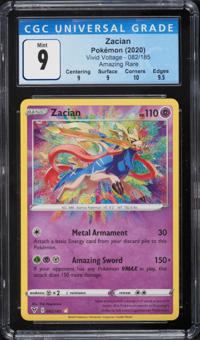 2020 Pokemon Sword & Shield Vivid Voltage Amazing Rare Zacian #82 CGC 9 MINT