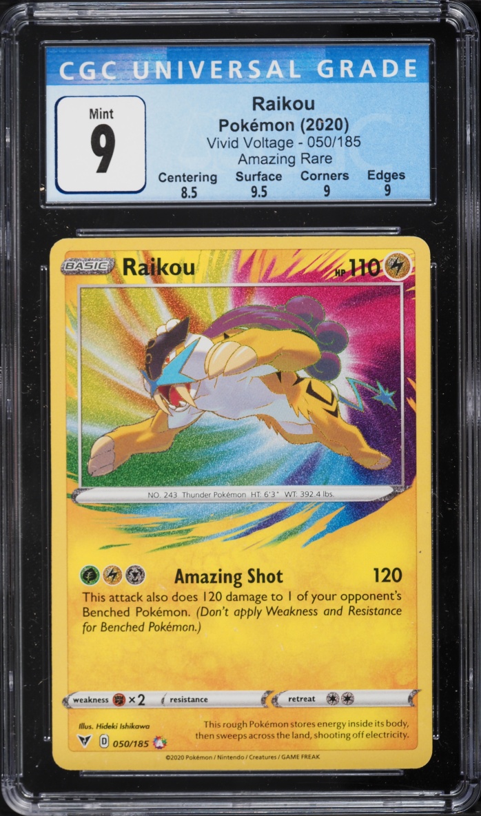 2020 Pokemon Sword & Shield Vivid Voltage Amazing Rare Raikou #50 CGC 9 MINT