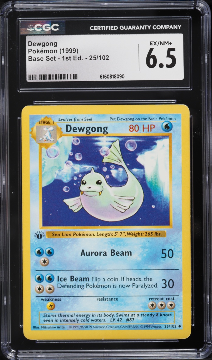 1999 Pokemon Base Set Shadowless 1st Edition Dewgong #25 CGC 6.5 EXMT+