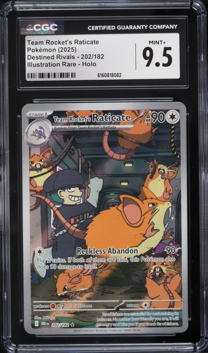 2025 Pokemon Scarlet & Violet Destined Rivals IR Team Rocket's Raticate #202 CGC 9.5 MINT+