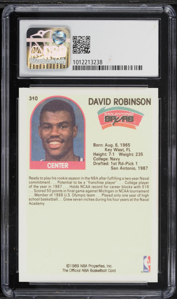 1989 Hoops David Robinson ROOKIE #310 CSG 8.5 NM-MT+