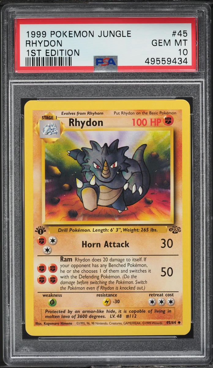 1999 Pokemon Jungle 1st Edition Rhydon #45 PSA 10 GEM MINT
