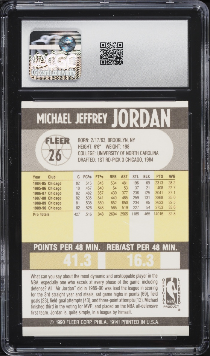 1990 Fleer Basketball Michael Jordan #26 CGC 9 MINT