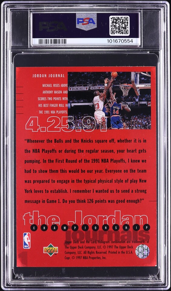 1997 Upper Deck MJ Championship Journals Michael Jordan #1 PSA 6 EXMT