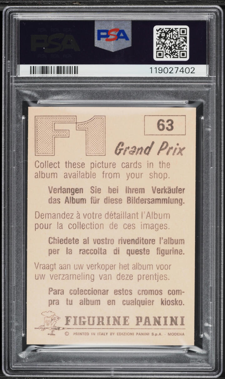 1980 Panini Formula 1 F1 Grand Prix Alain Prost ROOKIE #63 PSA 8 NM-MT