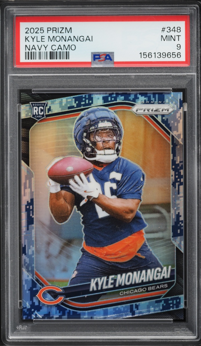 2025 Panini Prizm Navy Camo Kyle Monangai ROOKIE 25/25 #348 PSA 9 MINT