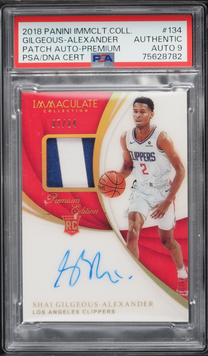2018 Immaculate Collection Shai Gilgeous-Alexander ROOKIE PATCH AUTO DNA 9 /24 #134 PSA AUTH