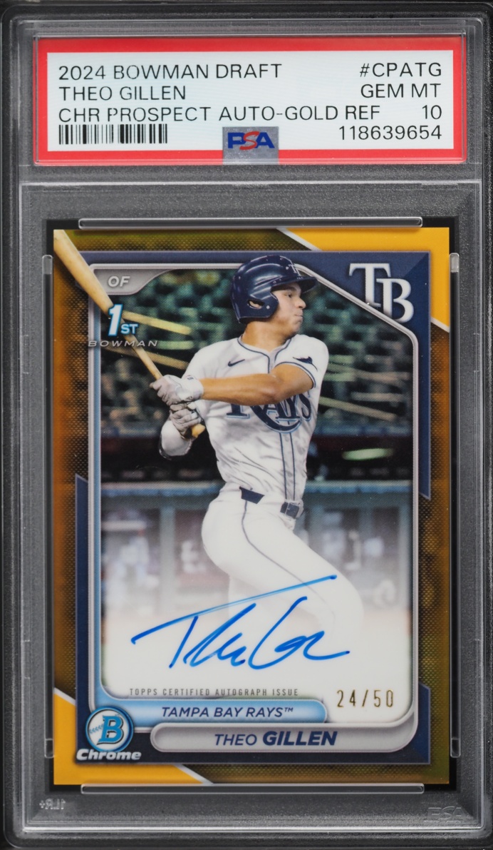 2024 Bowman Chrome Draft Gold Refractor Theo Gillen PROSPECT AUTO /50 #CPA-TG PSA 10 GEM MINT