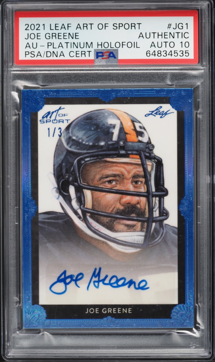 2021 Leaf Art Of Sport Platinum Holofoil Joe Greene AUTO DNA 10 1/3 #JG1 PSA AUTH
